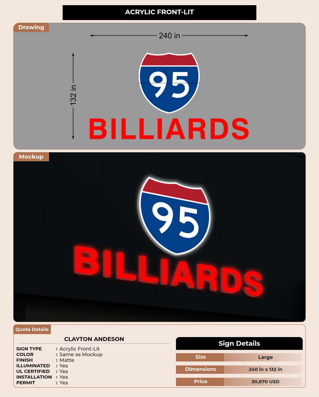 CUSTOM MOCKUP SIGN FOR Clayton Andeson