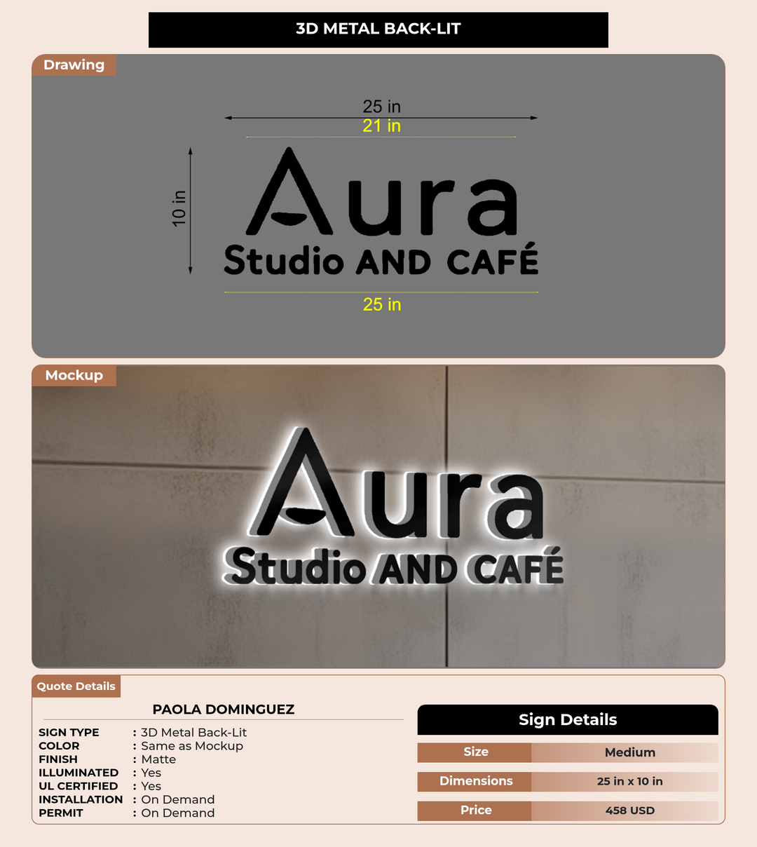 CUSTOM MOCKUP SIGN FOR Paola Dominguez