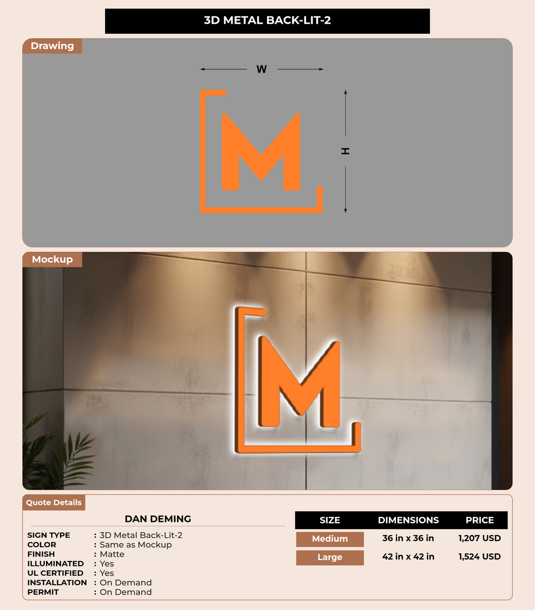 CUSTOM MOCKUP SIGN FOR Dan Deming