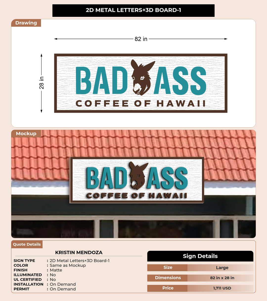 CUSTOM MOCKUP SIGN FOR Kristin Mendoza