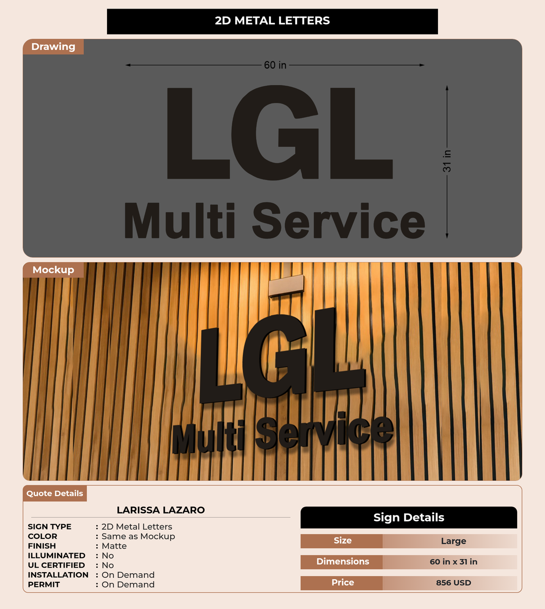 CUSTOM MOCKUP SIGN FOR Larissa Lazaro