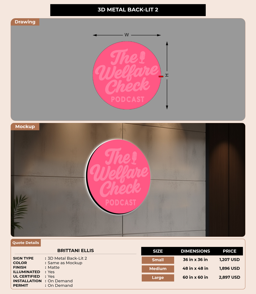 CUSTOM MOCKUP SIGN FOR Brittani Ellis
