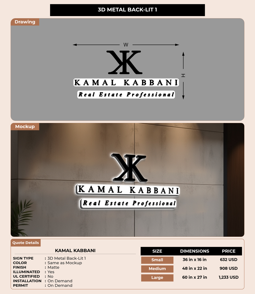 CUSTOM MOCKUP SIGN FOR Kamal Kabbani