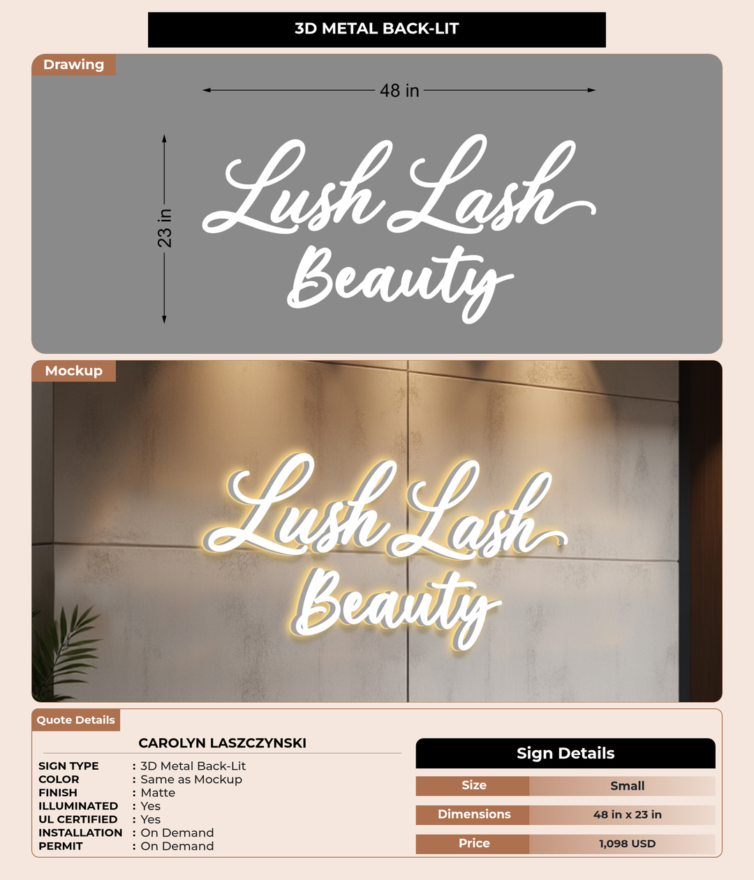 CUSTOM MOCKUP SIGN FOR Carolyn Laszczynski