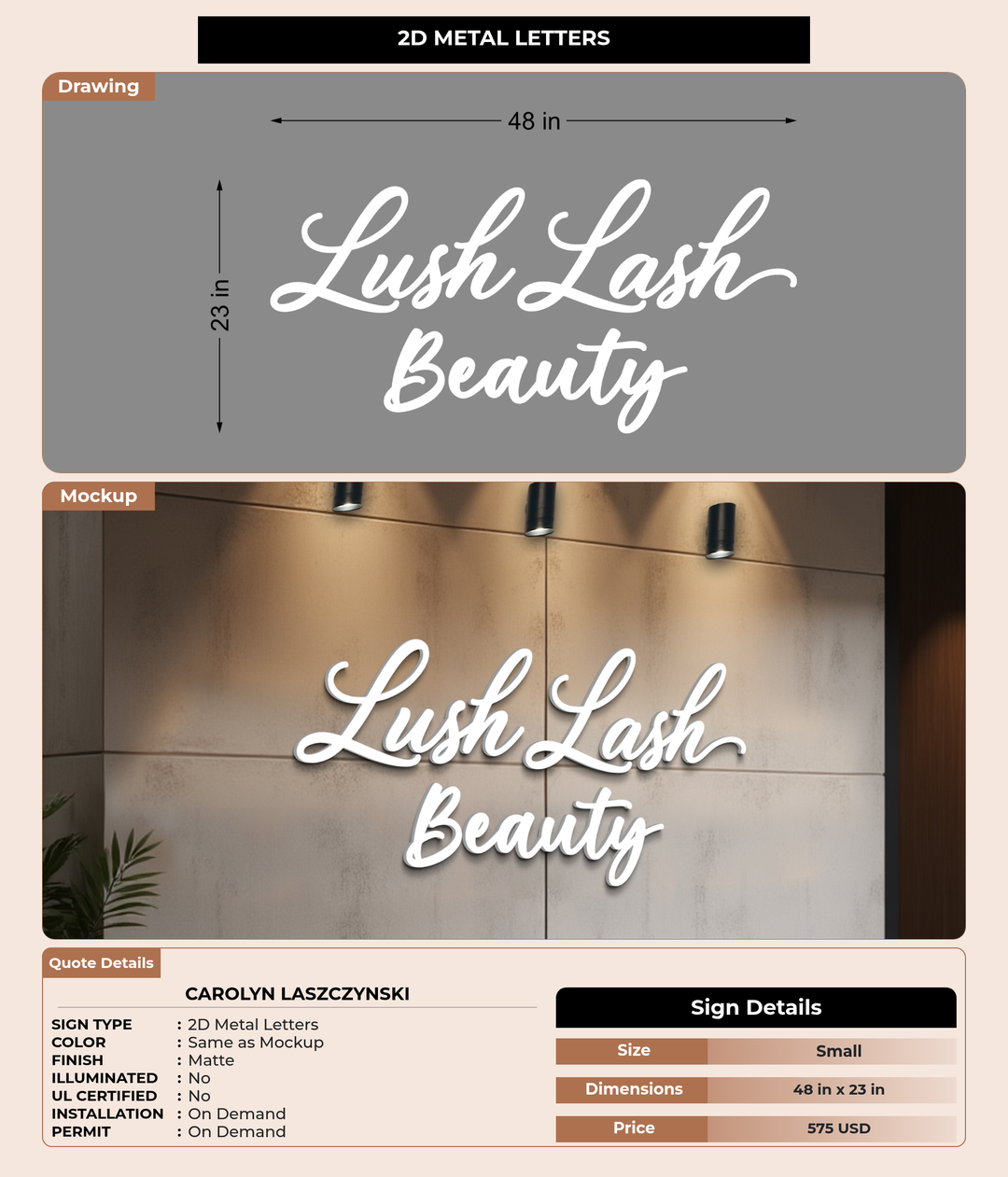 CUSTOM MOCKUP SIGN FOR Carolyn Laszczynski