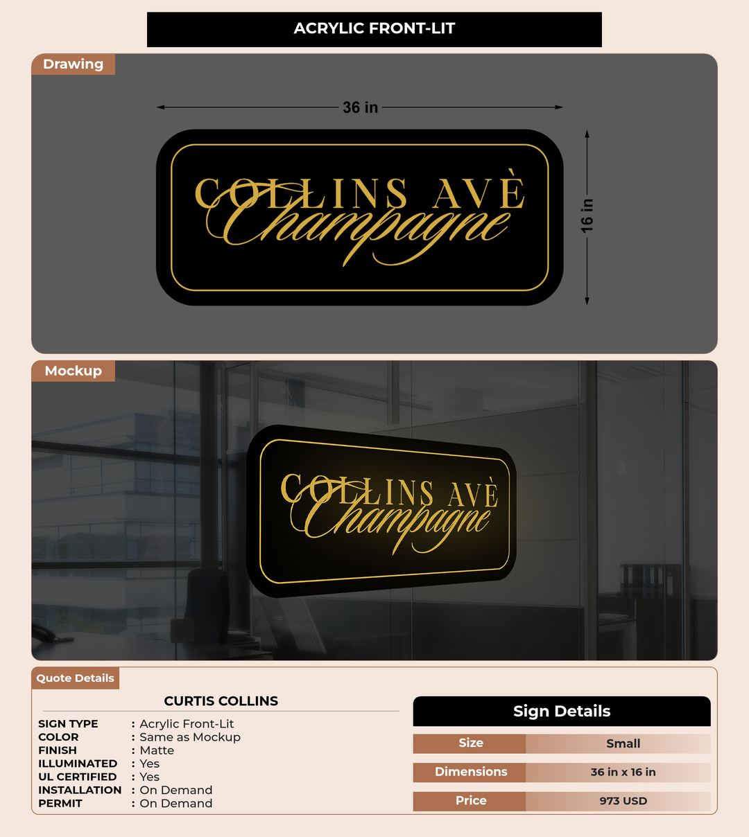 CUSTOM MOCKUP SIGN FOR Curtis  Collins