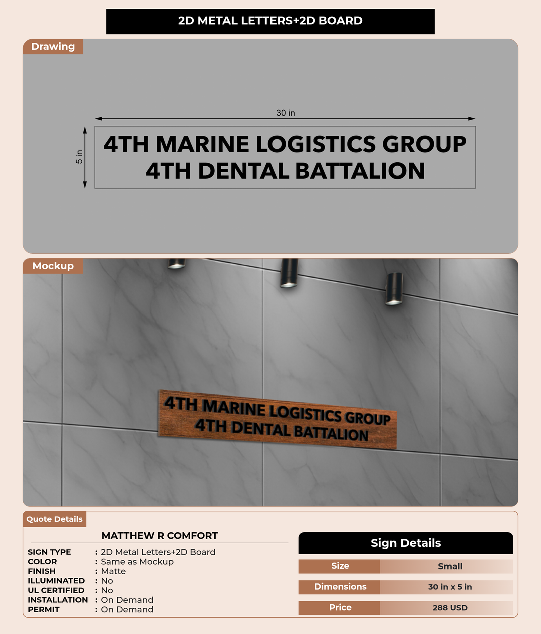 CUSTOM MOCKUP SIGN FOR Matthew R Comfort