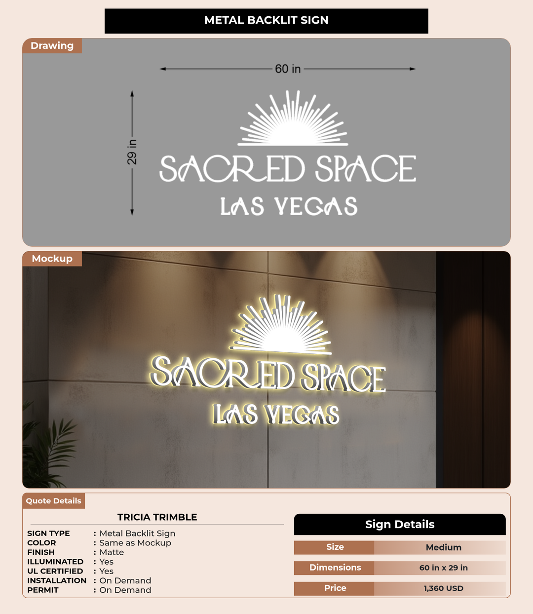 CUSTOM MOCKUP SIGN FOR Tricia Trimble