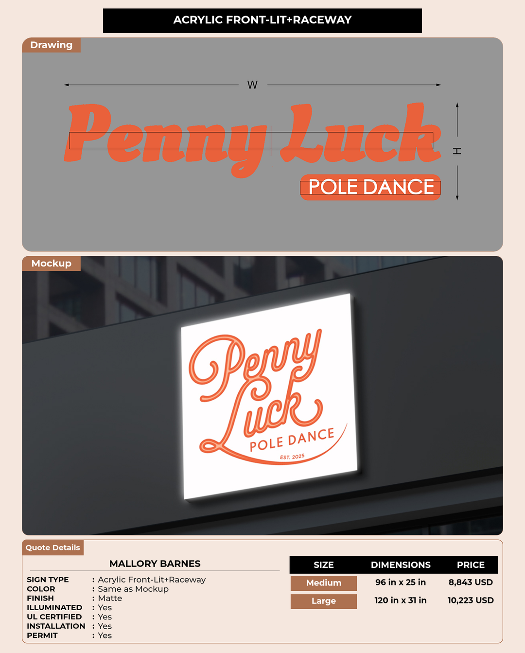 CUSTOM MOCKUP SIGN FOR Mallory Barnes