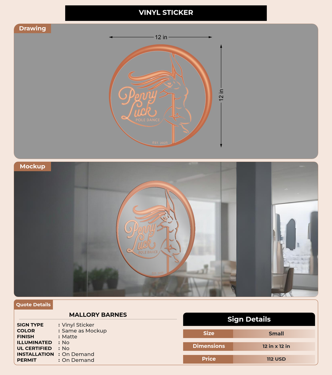 CUSTOM MOCKUP SIGN FOR Mallory Barnes
