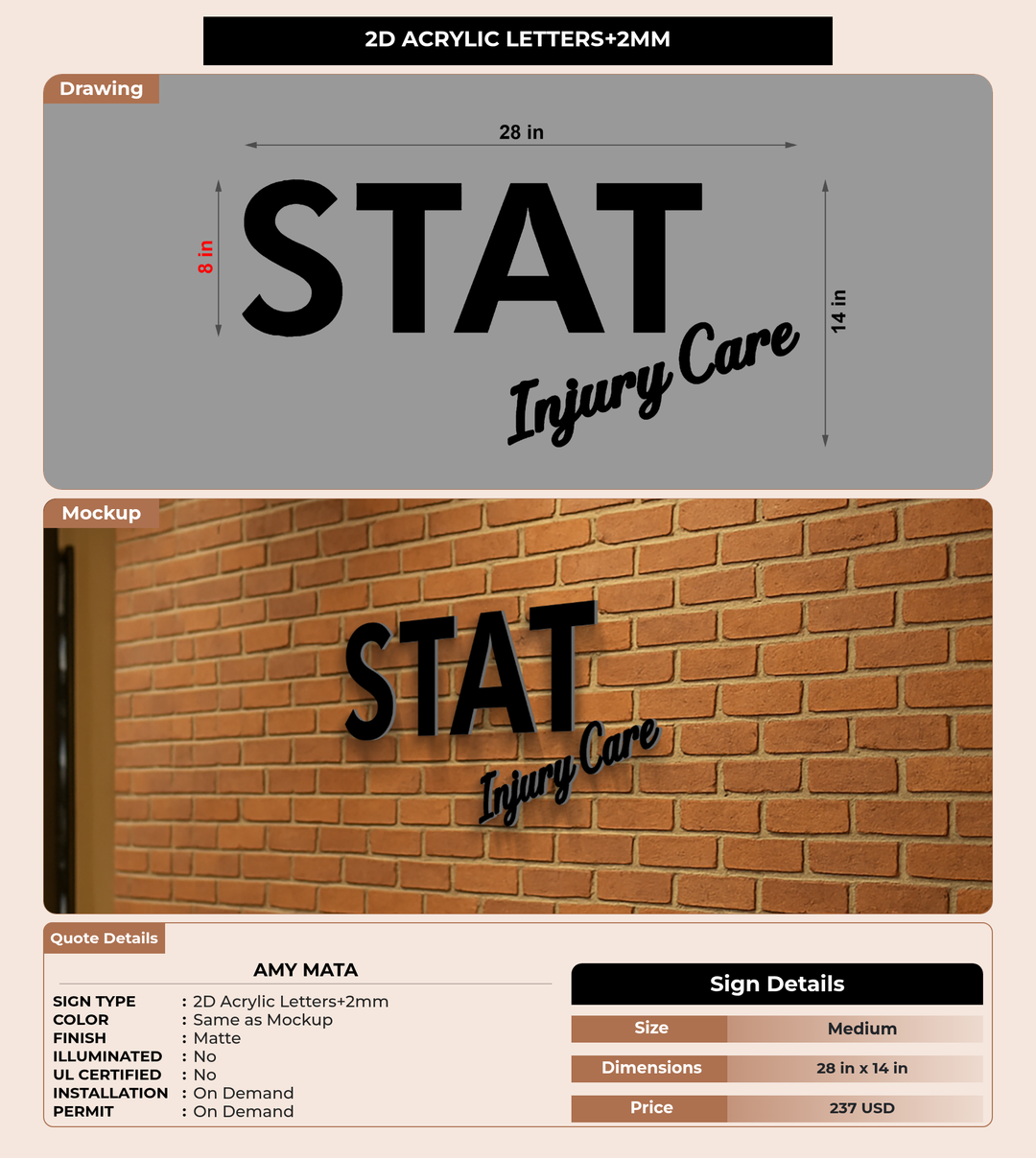 CUSTOM MOCKUP SIGN FOR Amy Mata