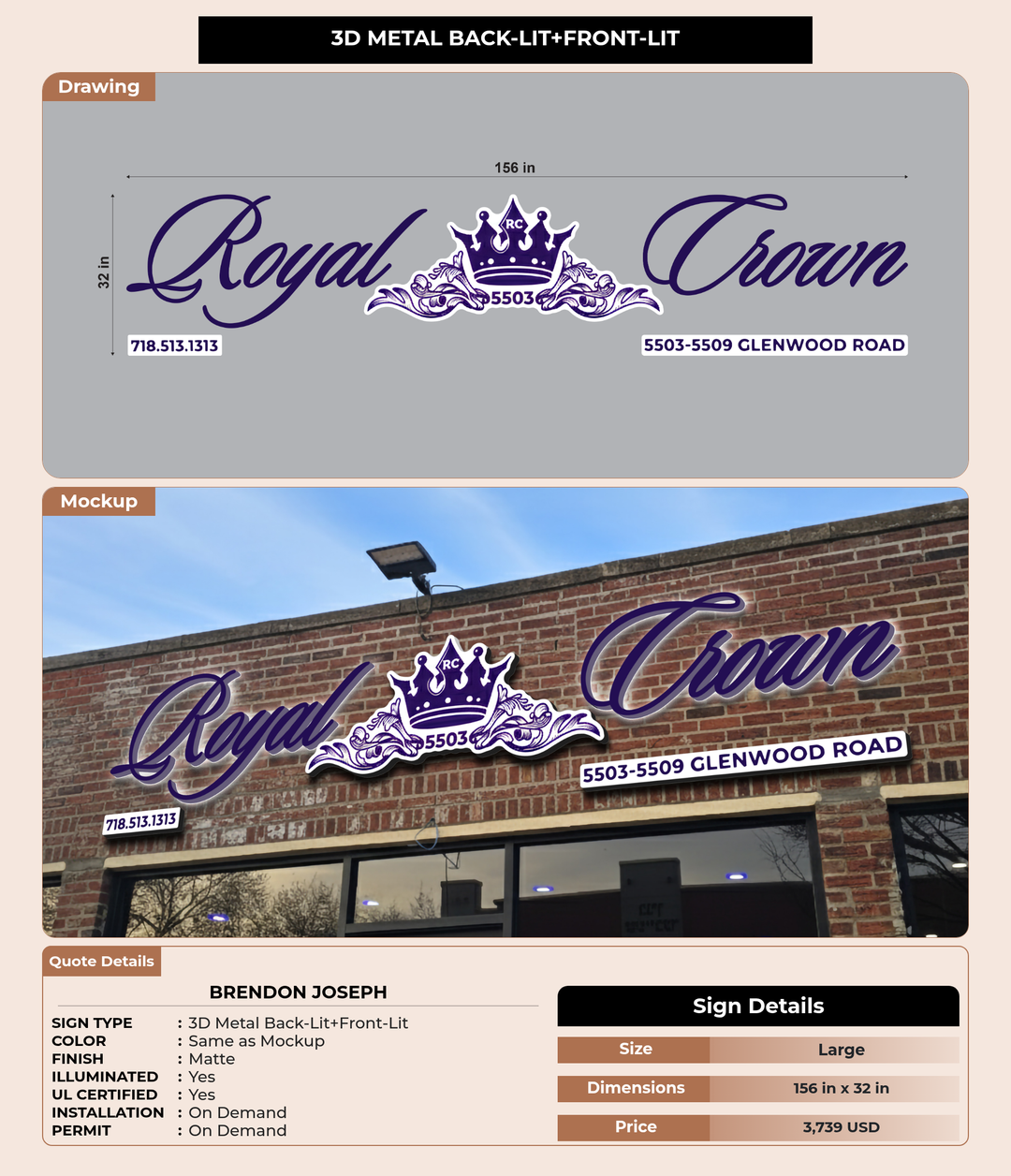CUSTOM MOCKUP SIGN FOR BRENDON JOSEPH