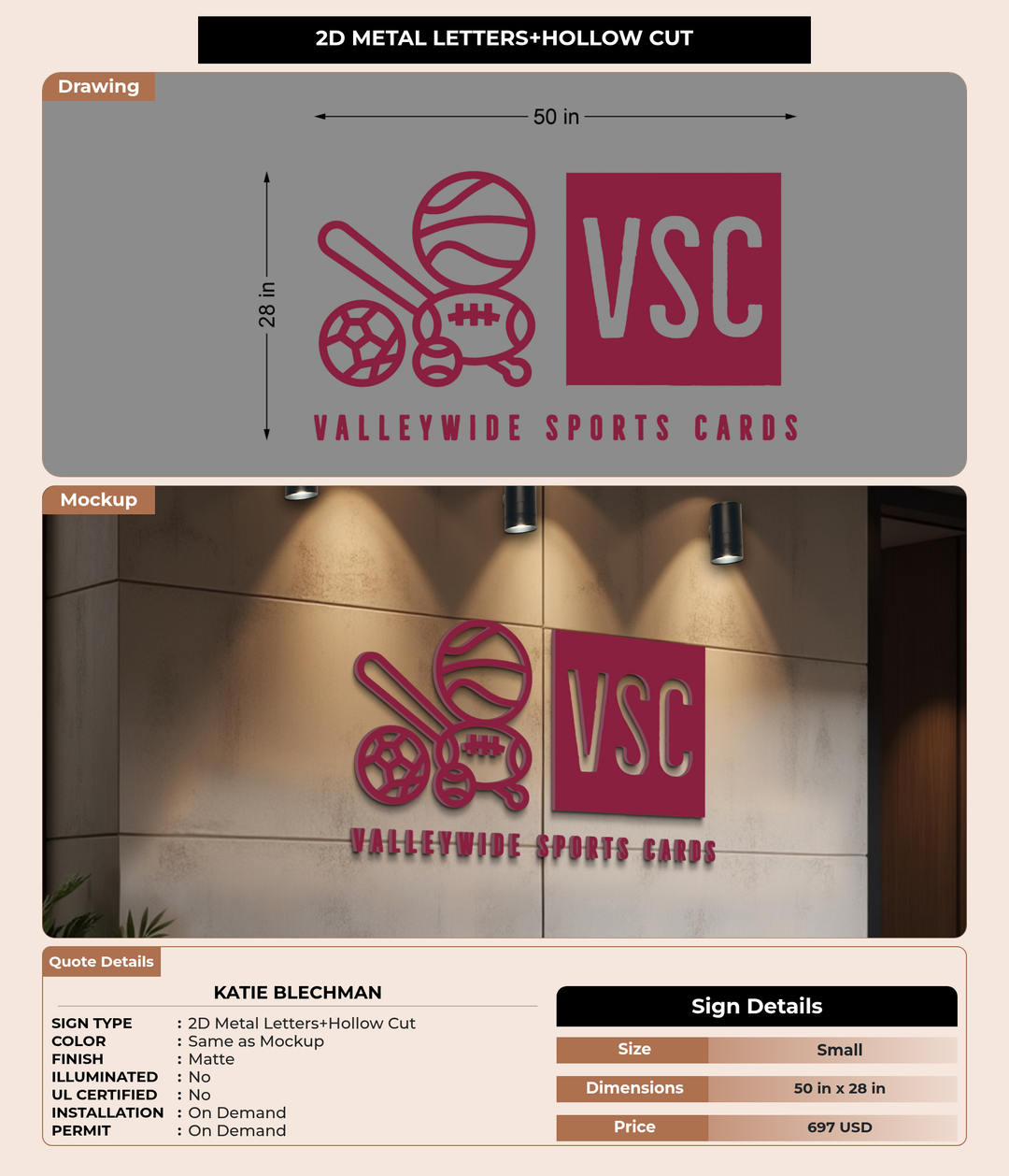 CUSTOM MOCKUP SIGN FOR Katie Blechman