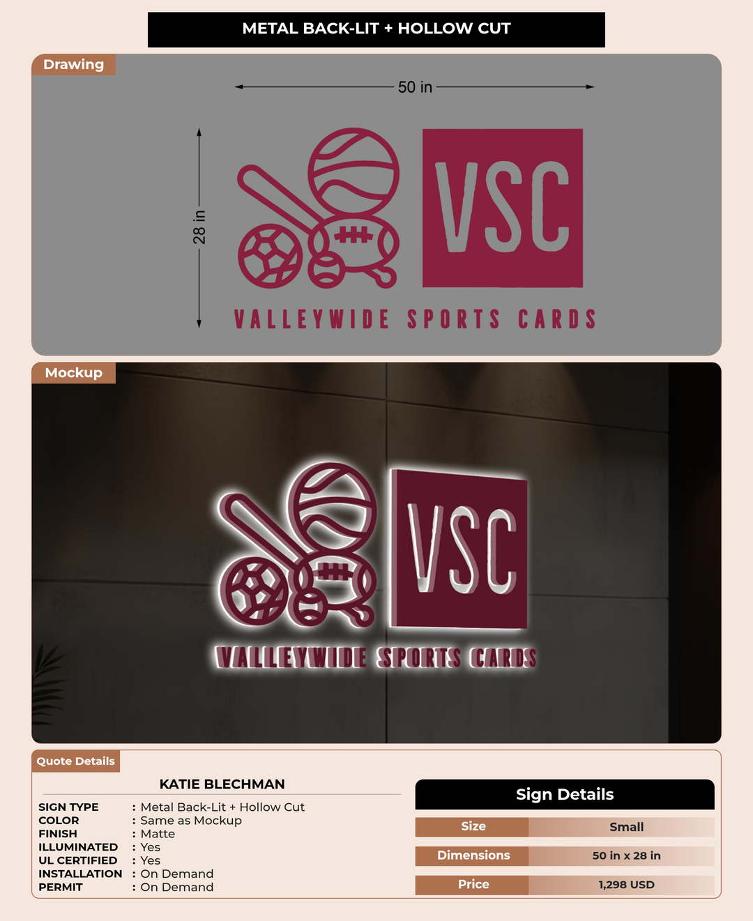 CUSTOM MOCKUP SIGN FOR Katie Blechman