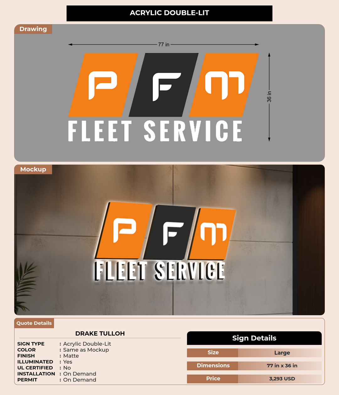 CUSTOM MOCKUP SIGN FOR DRAKE TULLOH