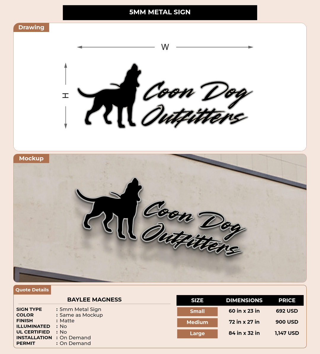 CUSTOM MOCKUP SIGN FOR Baylee Magness
