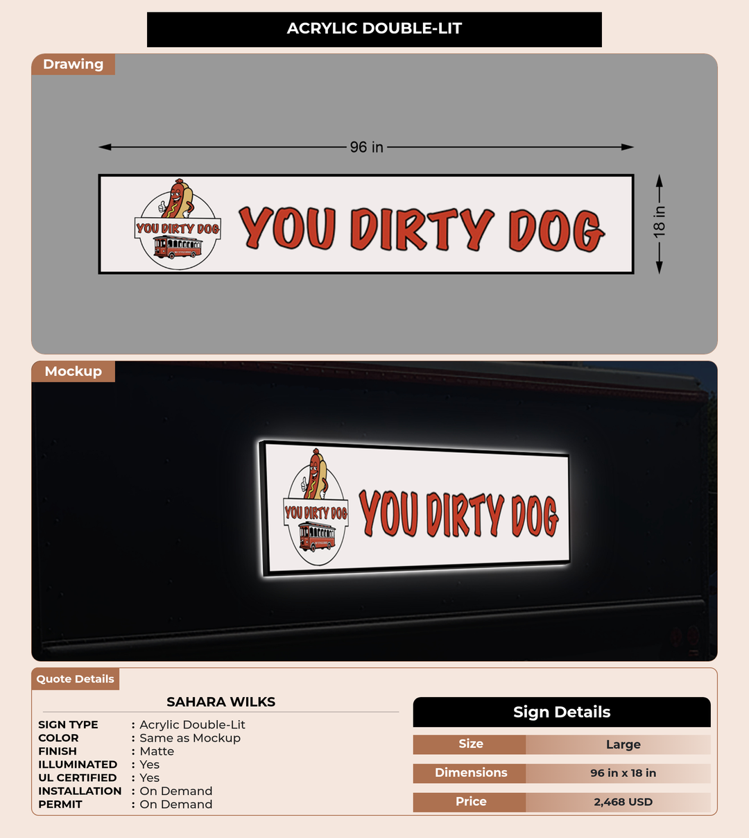 CUSTOM MOCKUP SIGN FOR Sahara Wilks