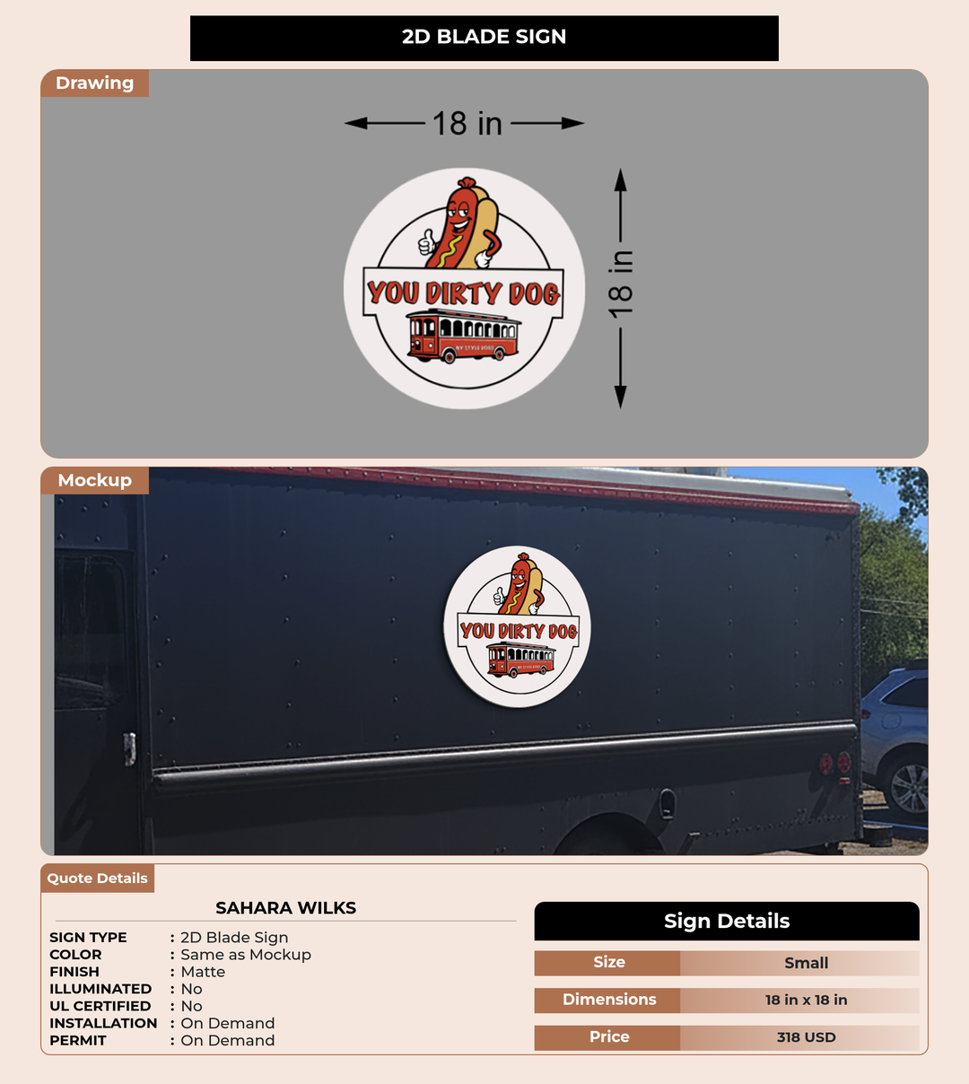 CUSTOM MOCKUP SIGN FOR Sahara Wilks
