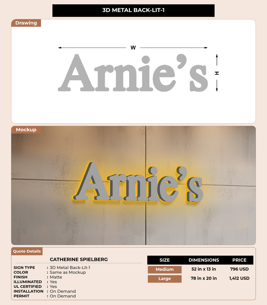 CUSTOM MOCKUP SIGN FOR Catherine Spielberg