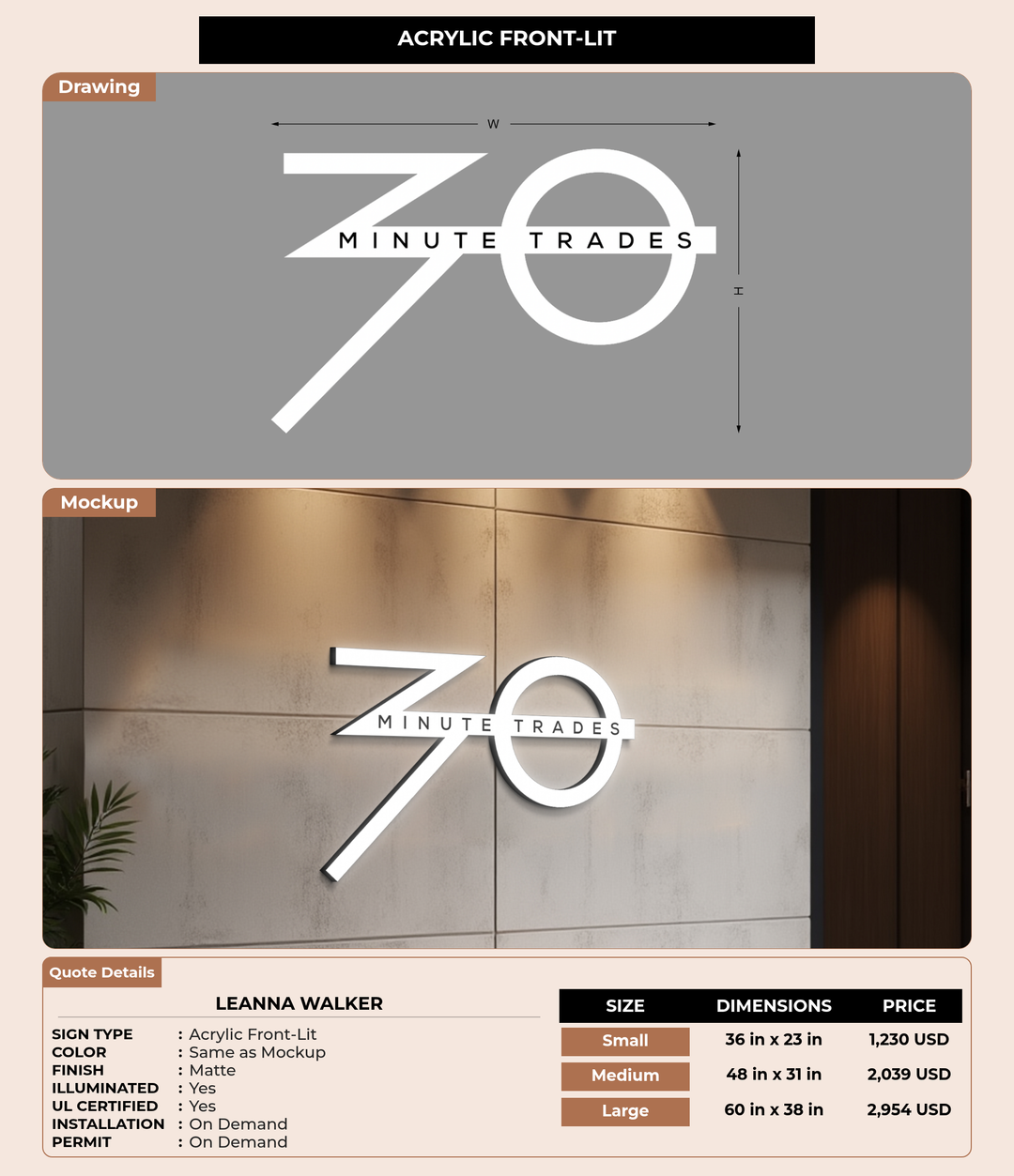 CUSTOM MOCKUP SIGN FOR Leanna Walker