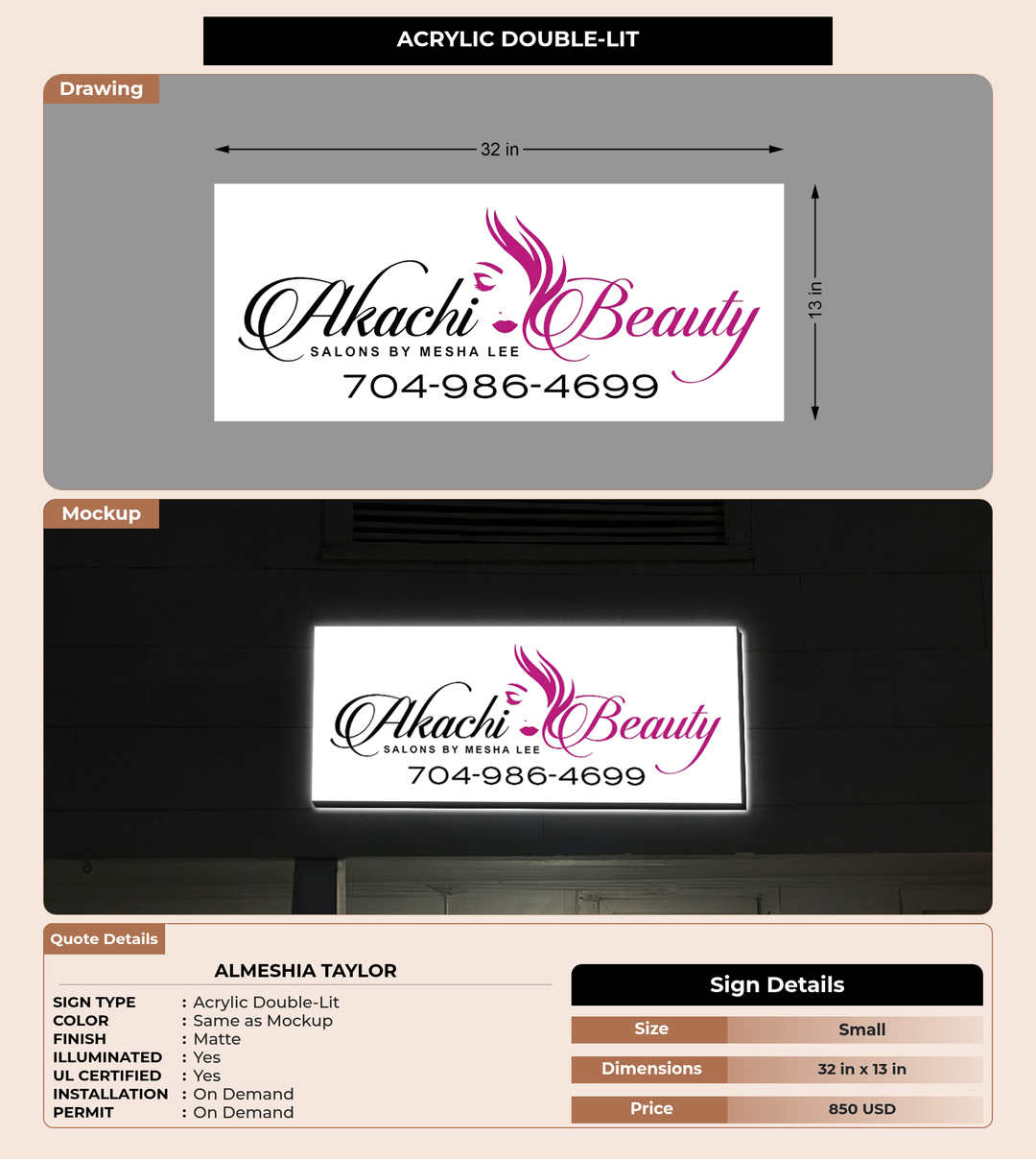 CUSTOM MOCKUP SIGN FOR Almeshia Taylor