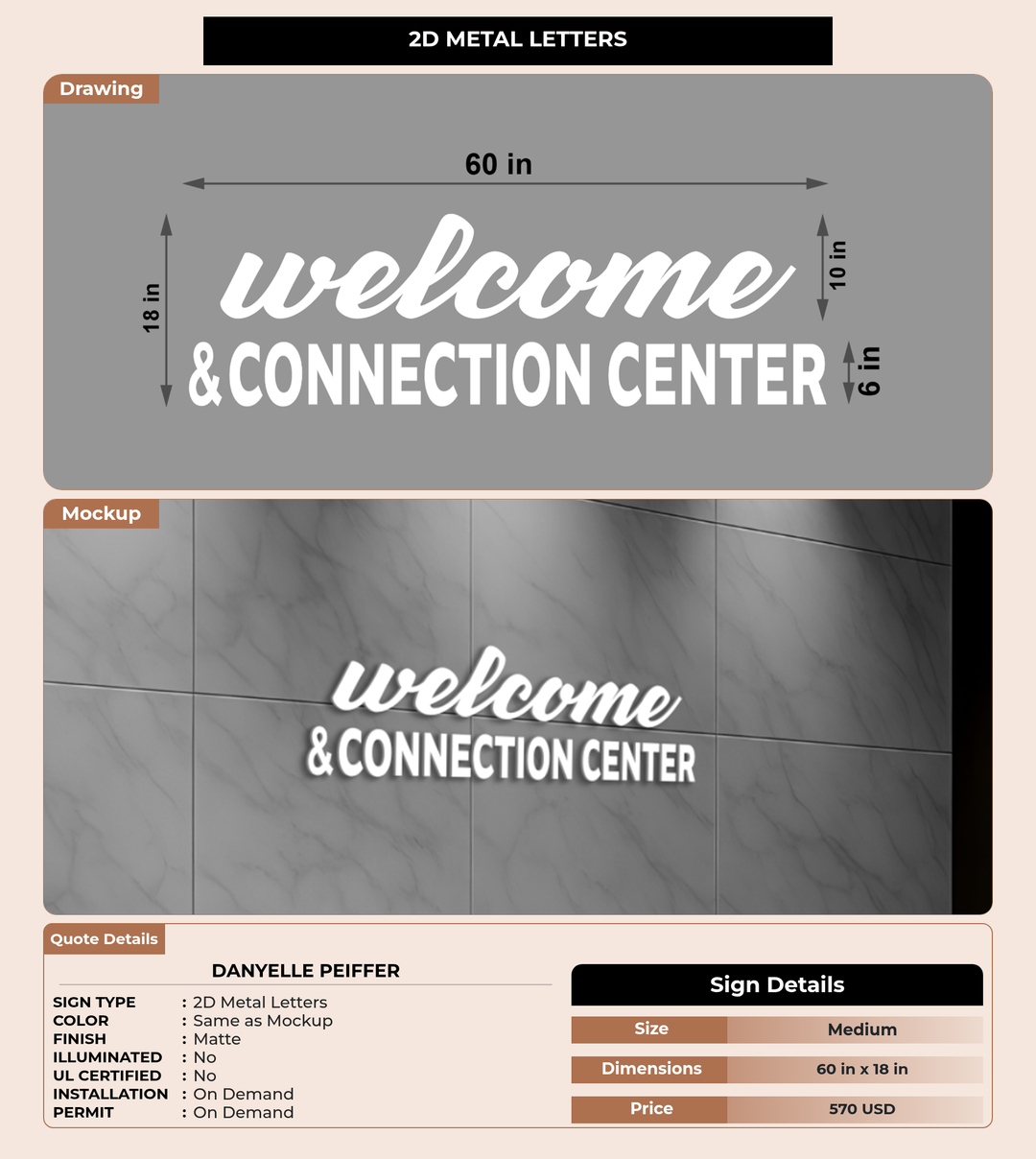 CUSTOM MOCKUP SIGN FOR Danyelle Peiffer