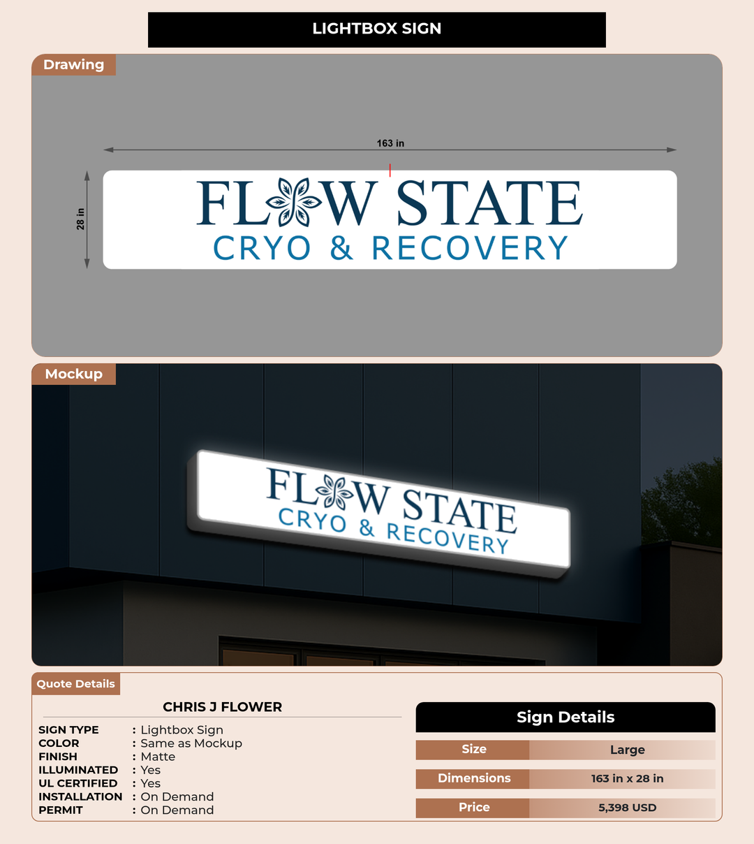CUSTOM MOCKUP SIGN FOR Chris J Flower