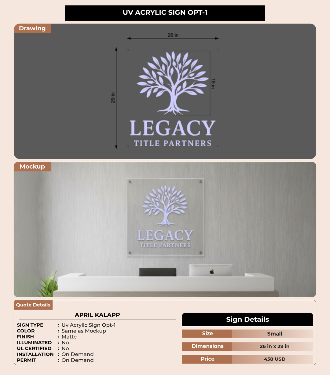 CUSTOM MOCKUP SIGN FOR April Kalapp