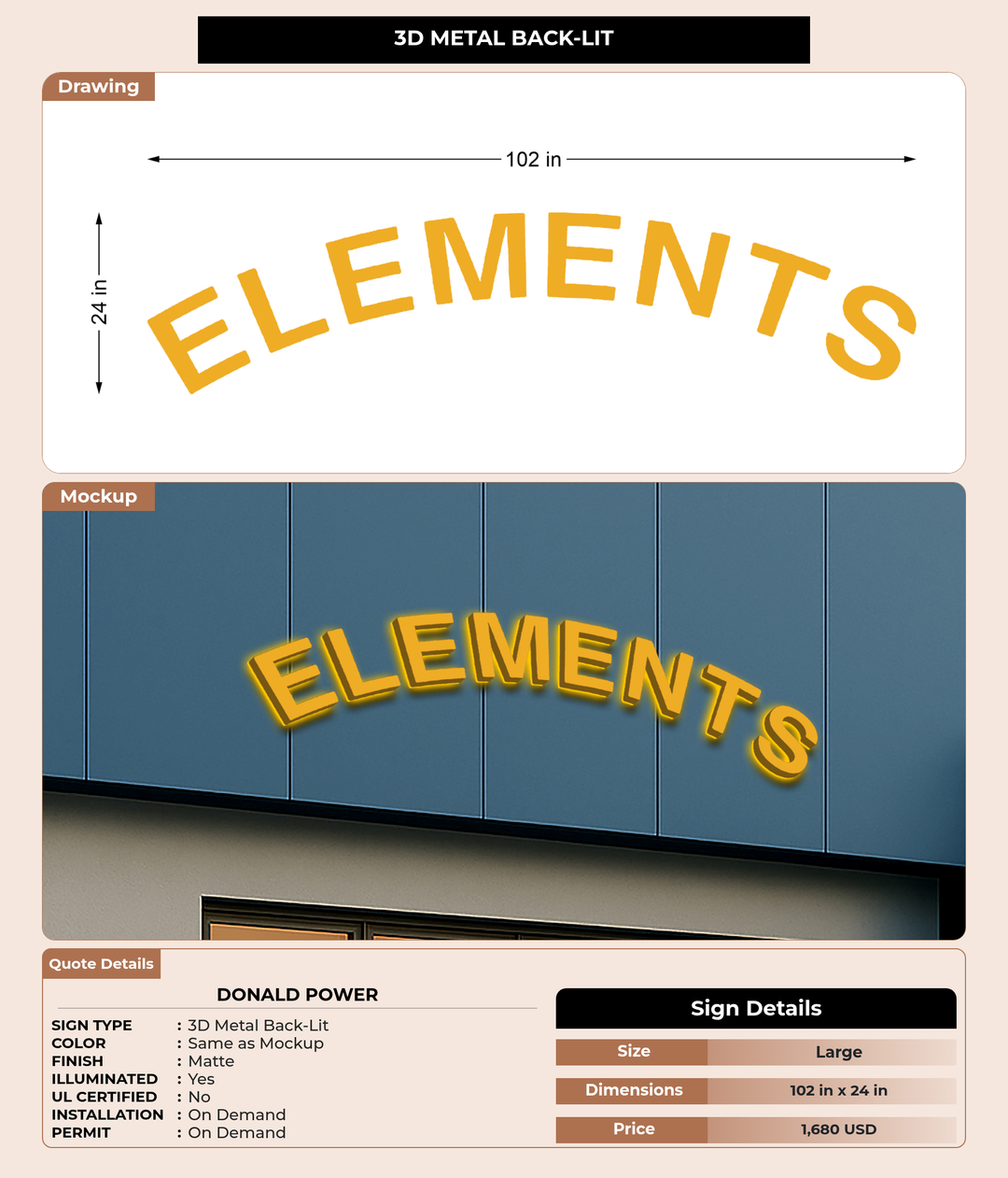 CUSTOM MOCKUP SIGN FOR Donald Power