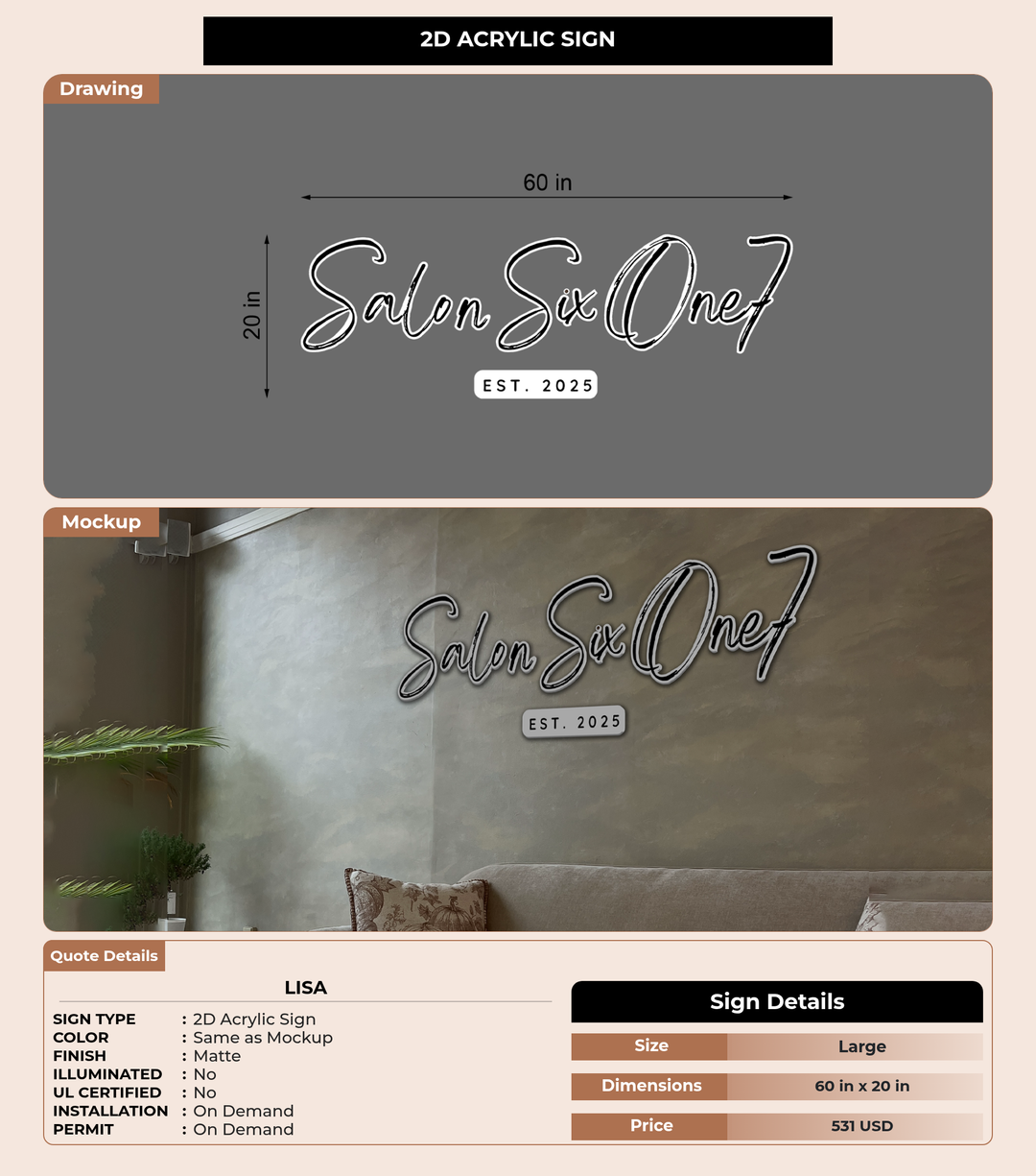 CUSTOM MOCKUP SIGN FOR Lisa
