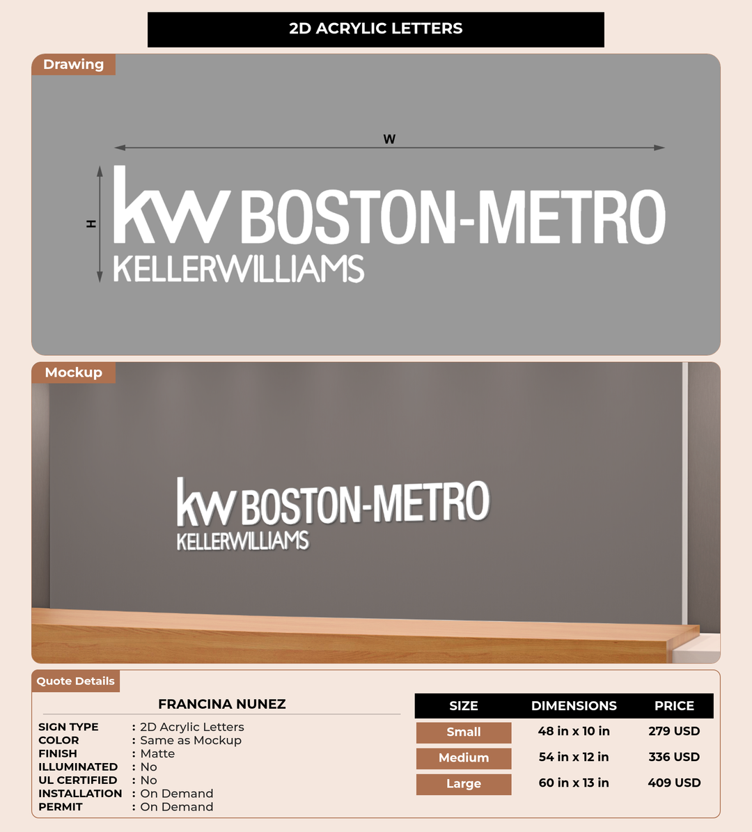 CUSTOM MOCKUP SIGN FOR Francina Nunez