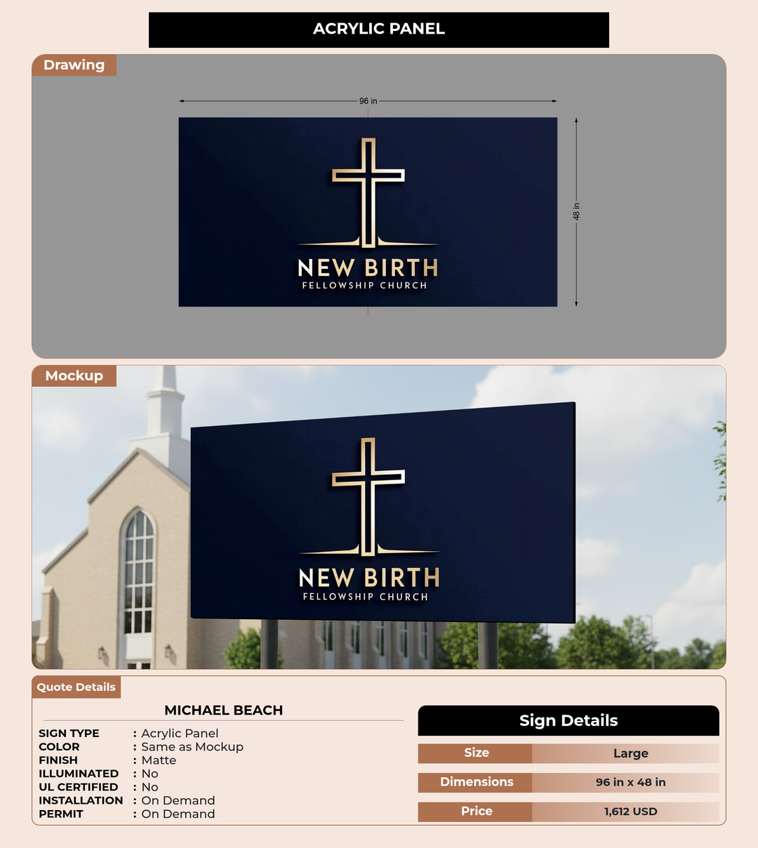 CUSTOM MOCKUP SIGN FOR Michael Beach