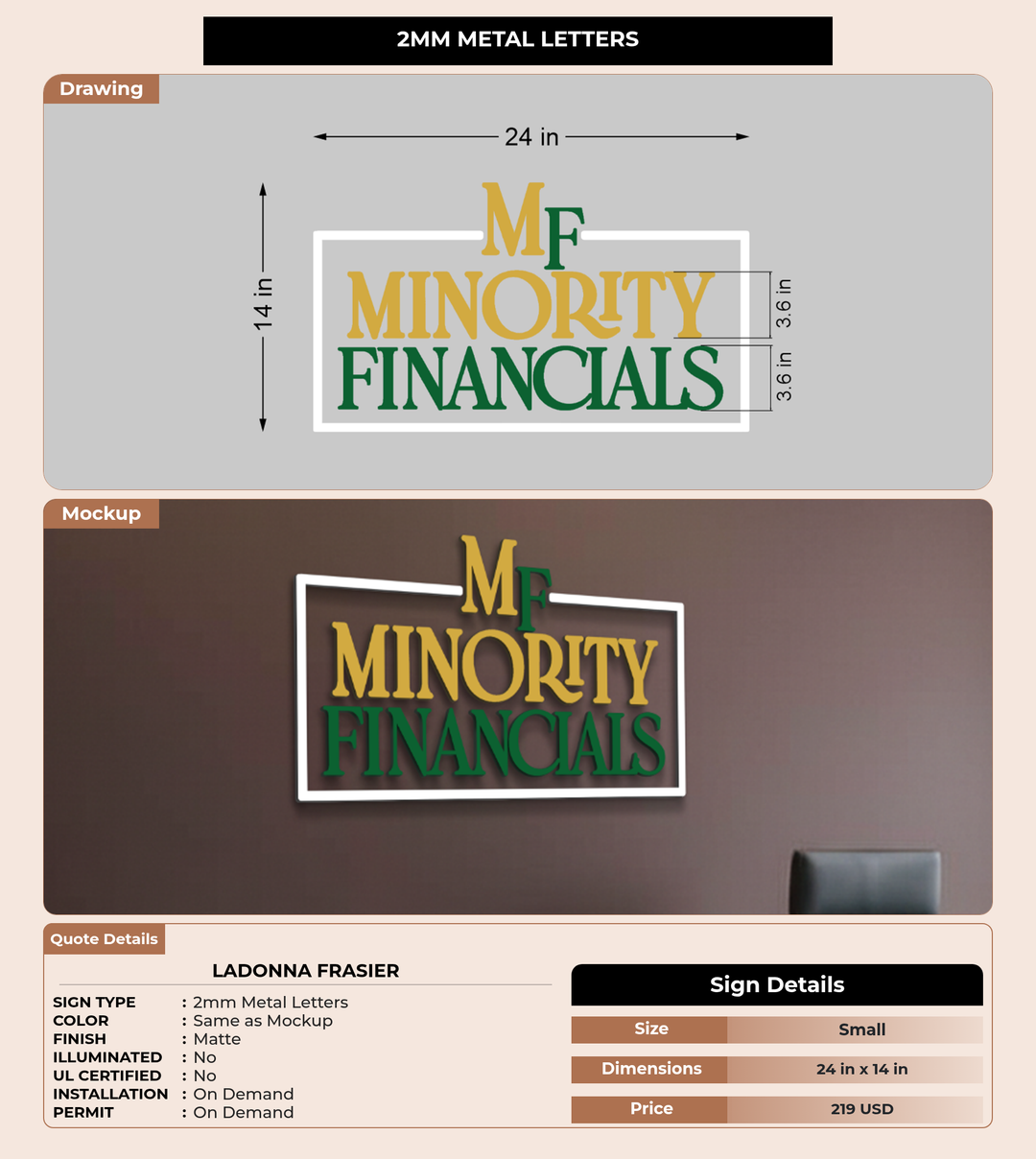 CUSTOM MOCKUP SIGN FOR LaDonna Frasier