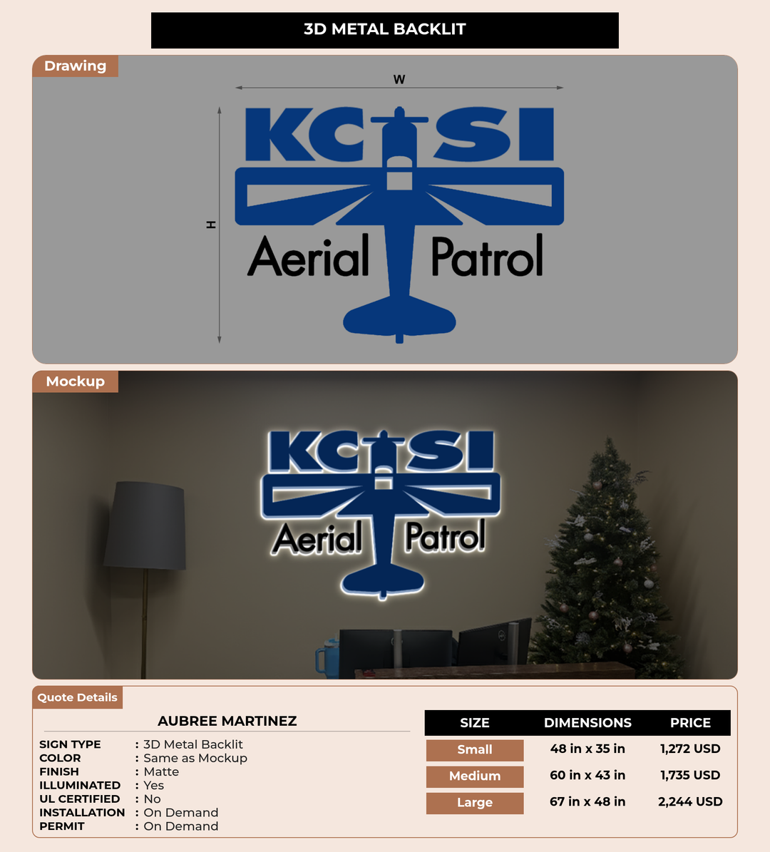 CUSTOM MOCKUP SIGN FOR Aubree Martinez