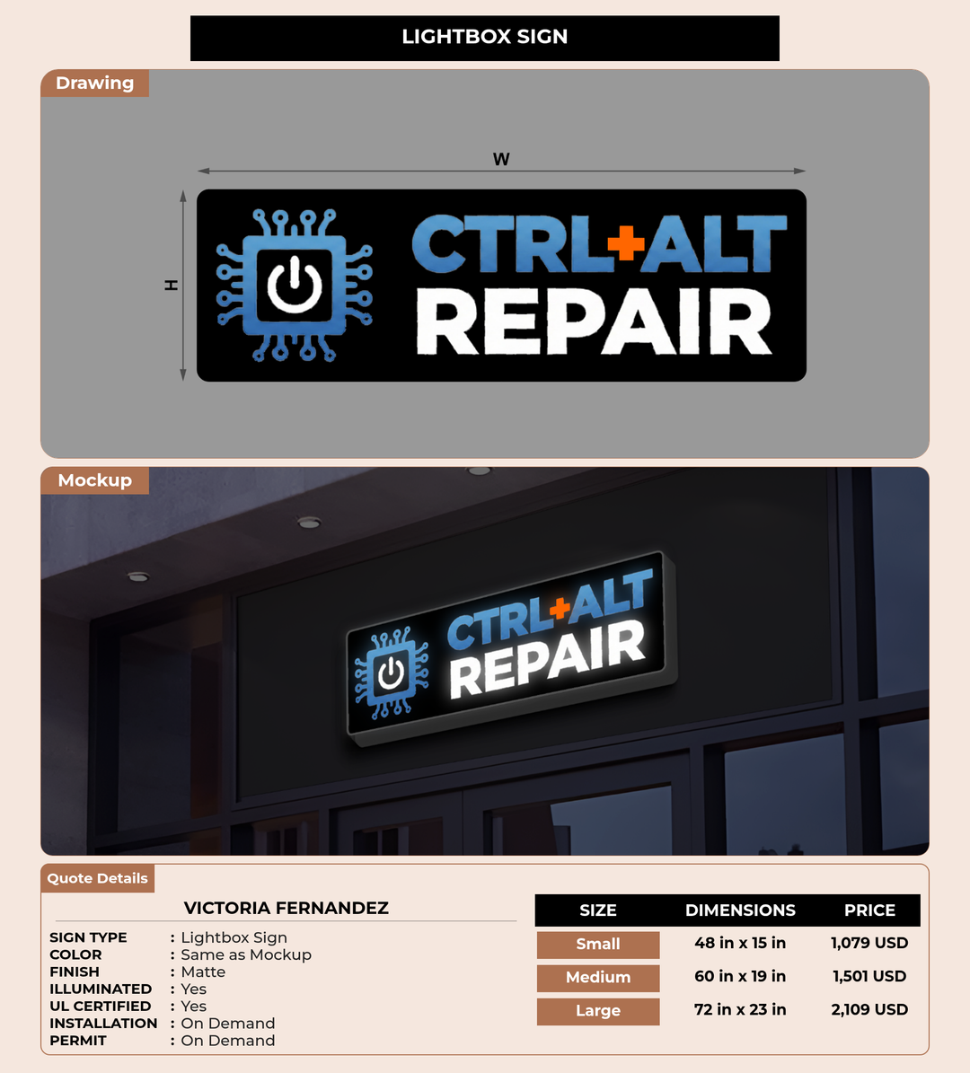 CUSTOM MOCKUP SIGN FOR Victoria Fernandez