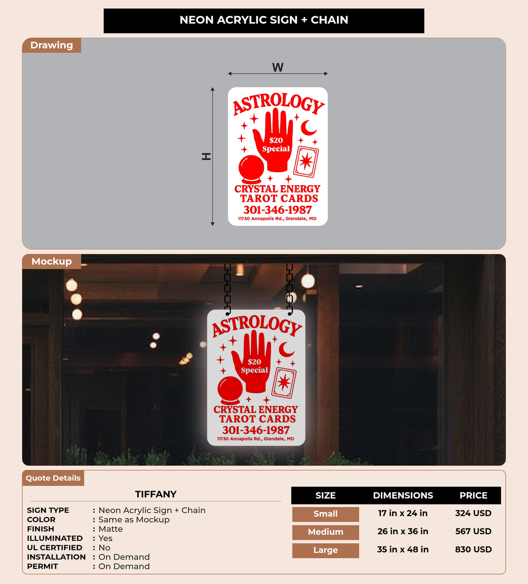 CUSTOM MOCKUP SIGN FOR Tiffany
