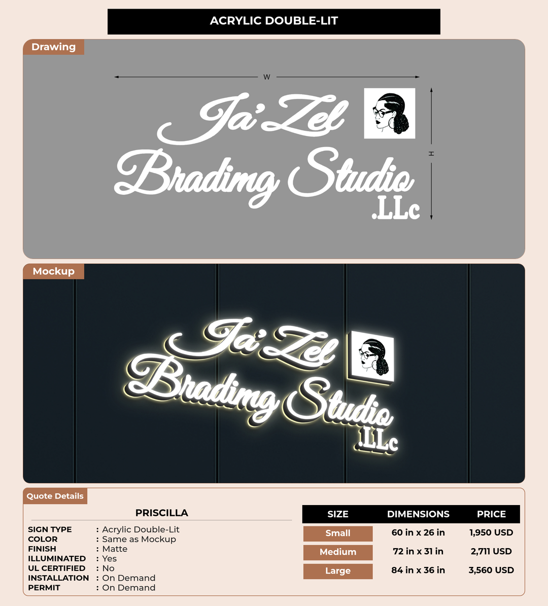CUSTOM MOCKUP SIGN FOR Priscilla