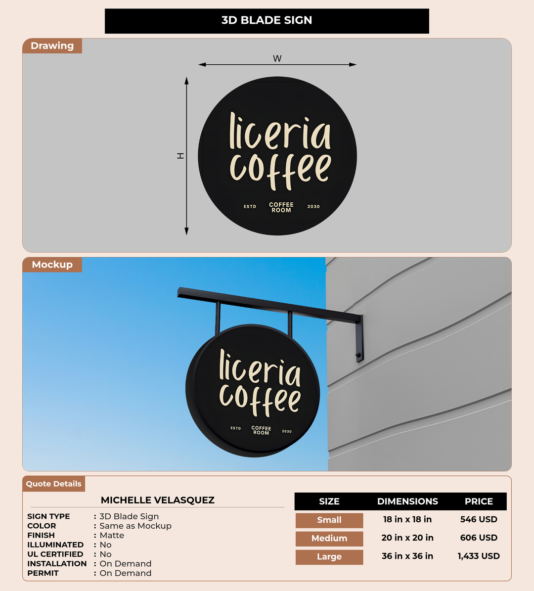 CUSTOM MOCKUP SIGN FOR Michelle Velasquez