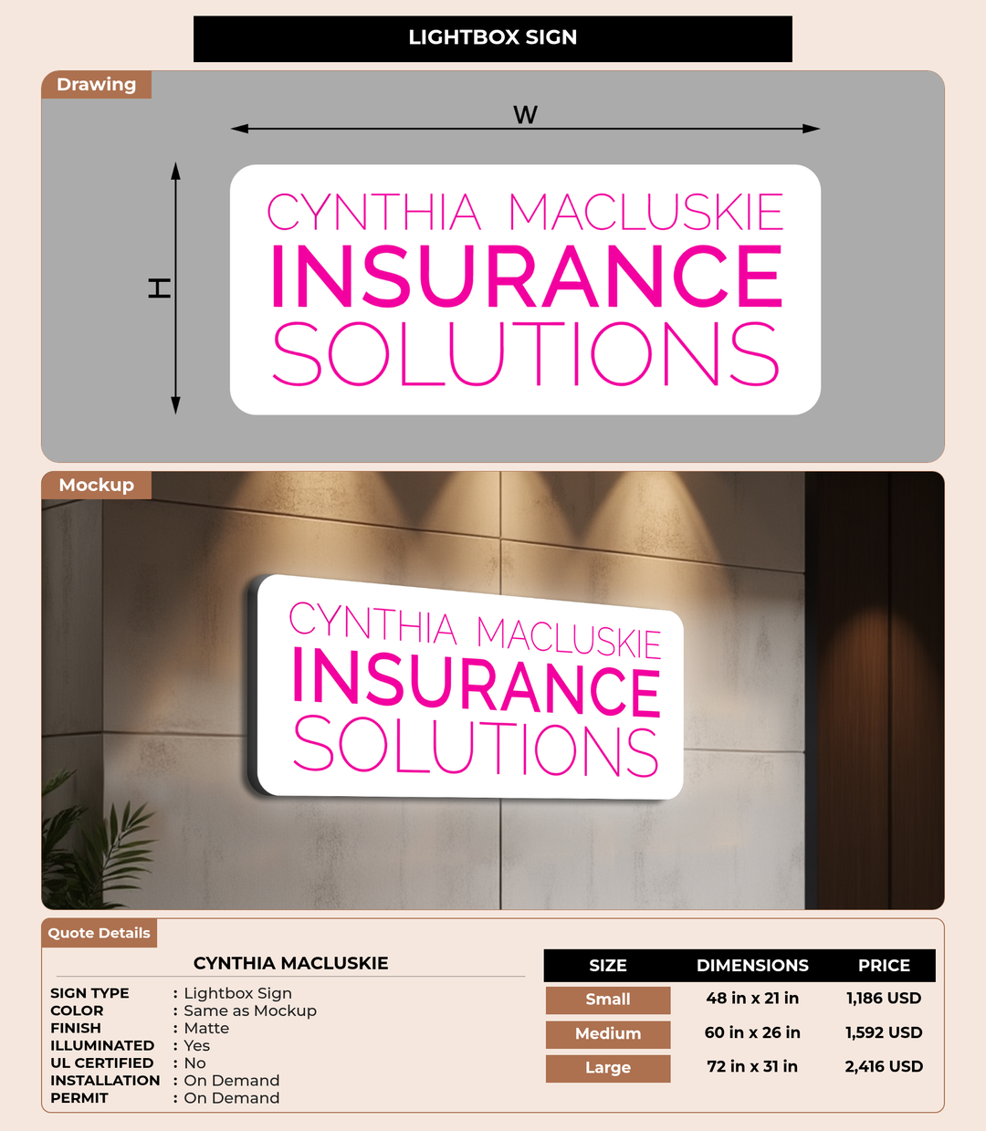 CUSTOM MOCKUP SIGN FOR Cynthia Macluskie