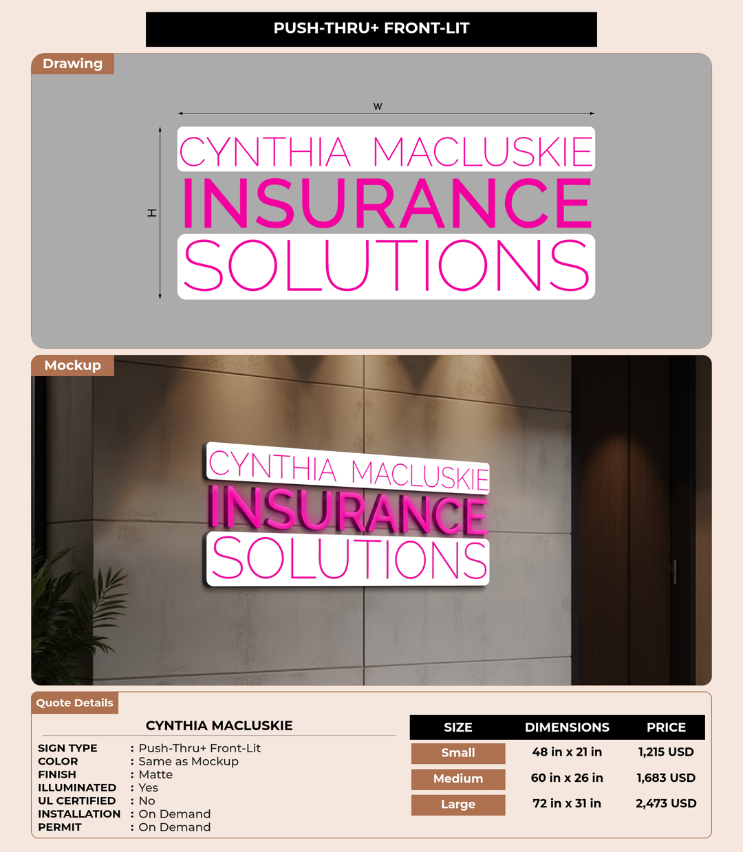 CUSTOM MOCKUP SIGN FOR Cynthia Macluskie
