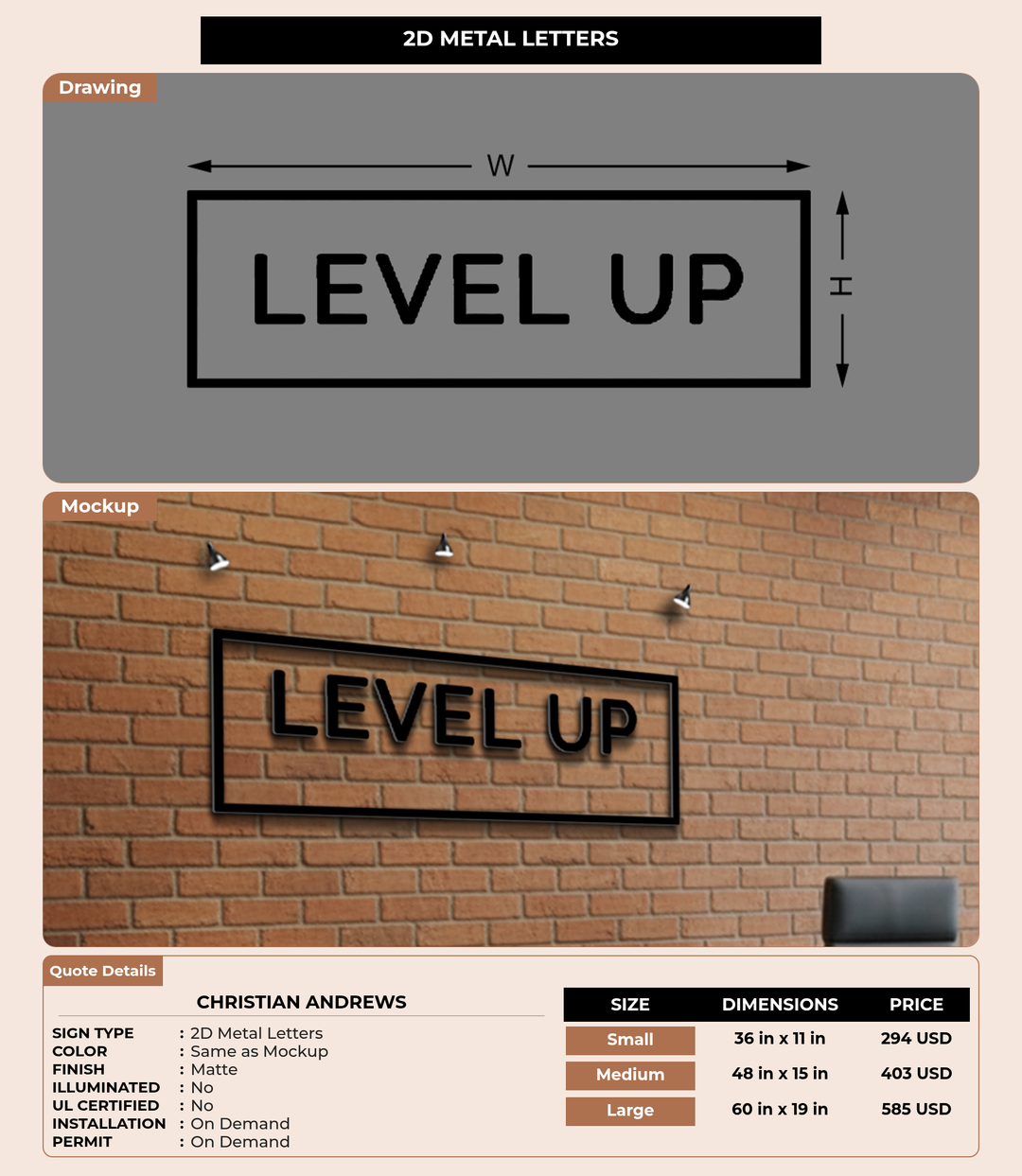 CUSTOM MOCKUP SIGN FOR Christian Andrews