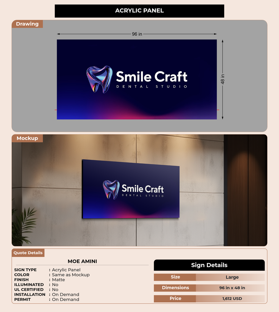 CUSTOM MOCKUP SIGN FOR Moe Amini