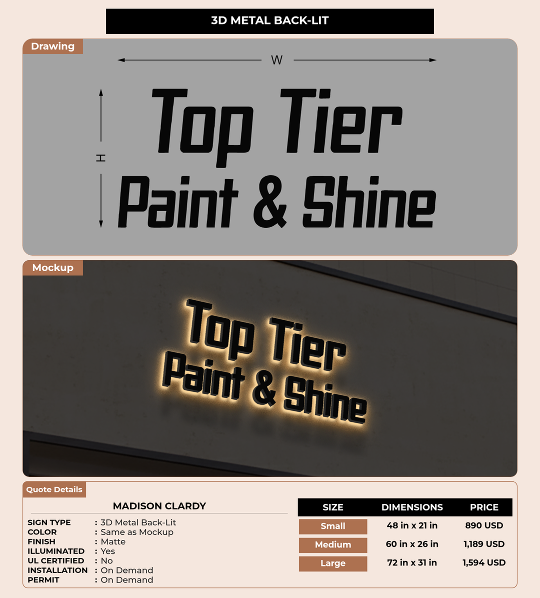 CUSTOM MOCKUP SIGN FOR Madison Clardy