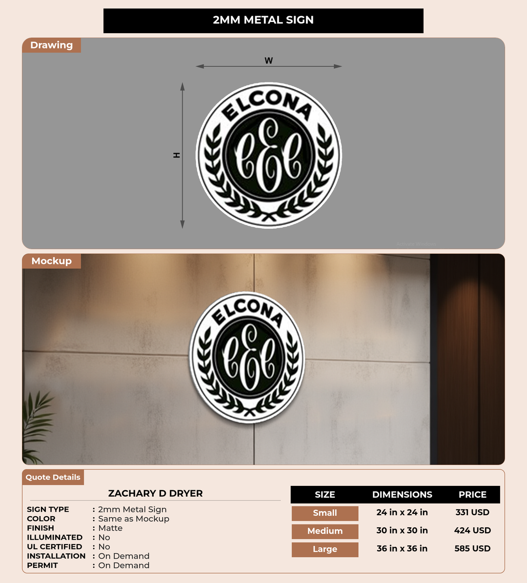 CUSTOM MOCKUP SIGN FOR Zachary D Dryer