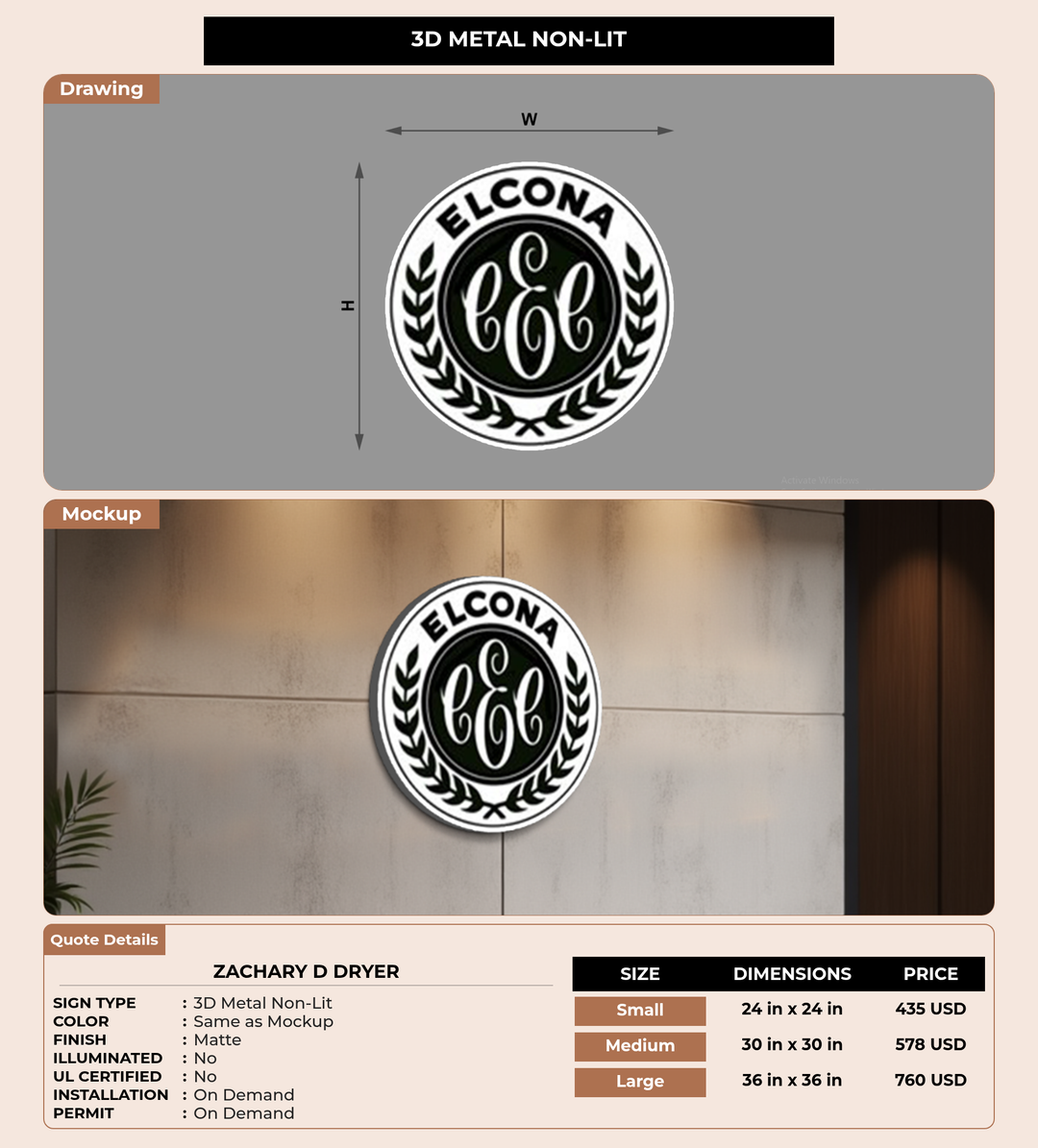 CUSTOM MOCKUP SIGN FOR Zachary D Dryer