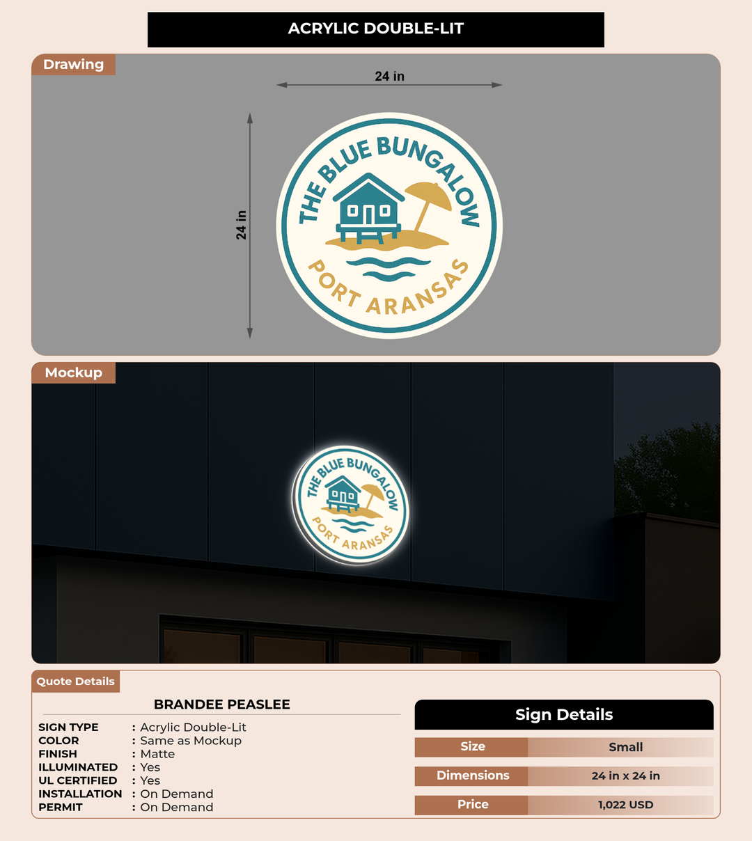 CUSTOM MOCKUP SIGN FOR Brandee Peaslee
