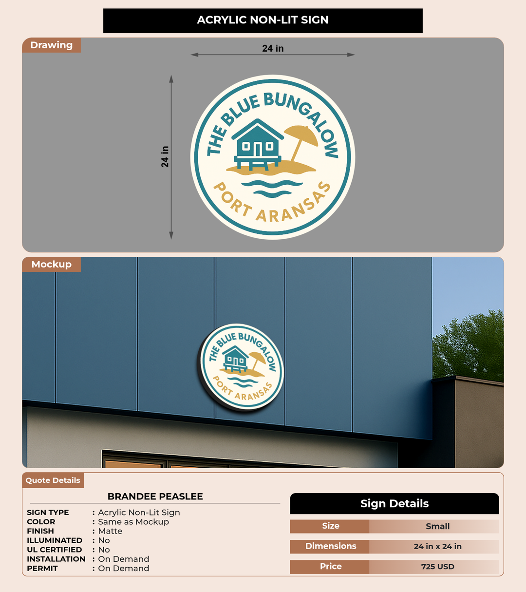 CUSTOM MOCKUP SIGN FOR Brandee Peaslee