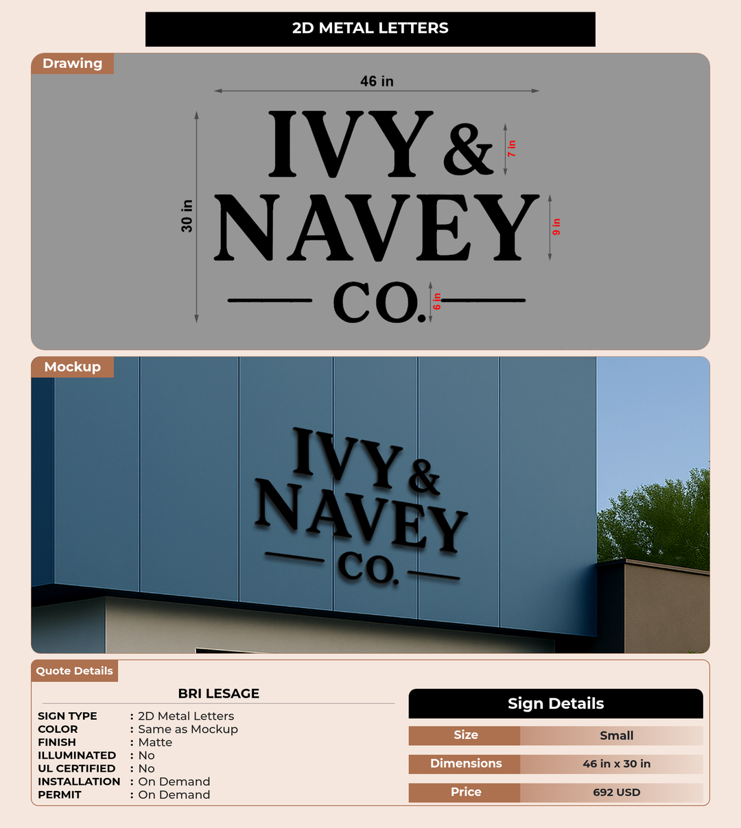 CUSTOM MOCKUP SIGN FOR Bri LeSage