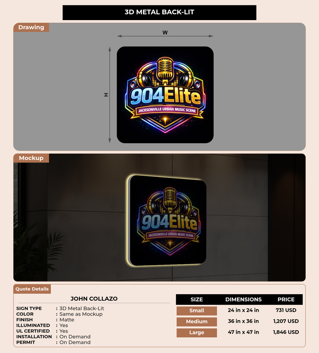 CUSTOM MOCKUP SIGN FOR John Collazo