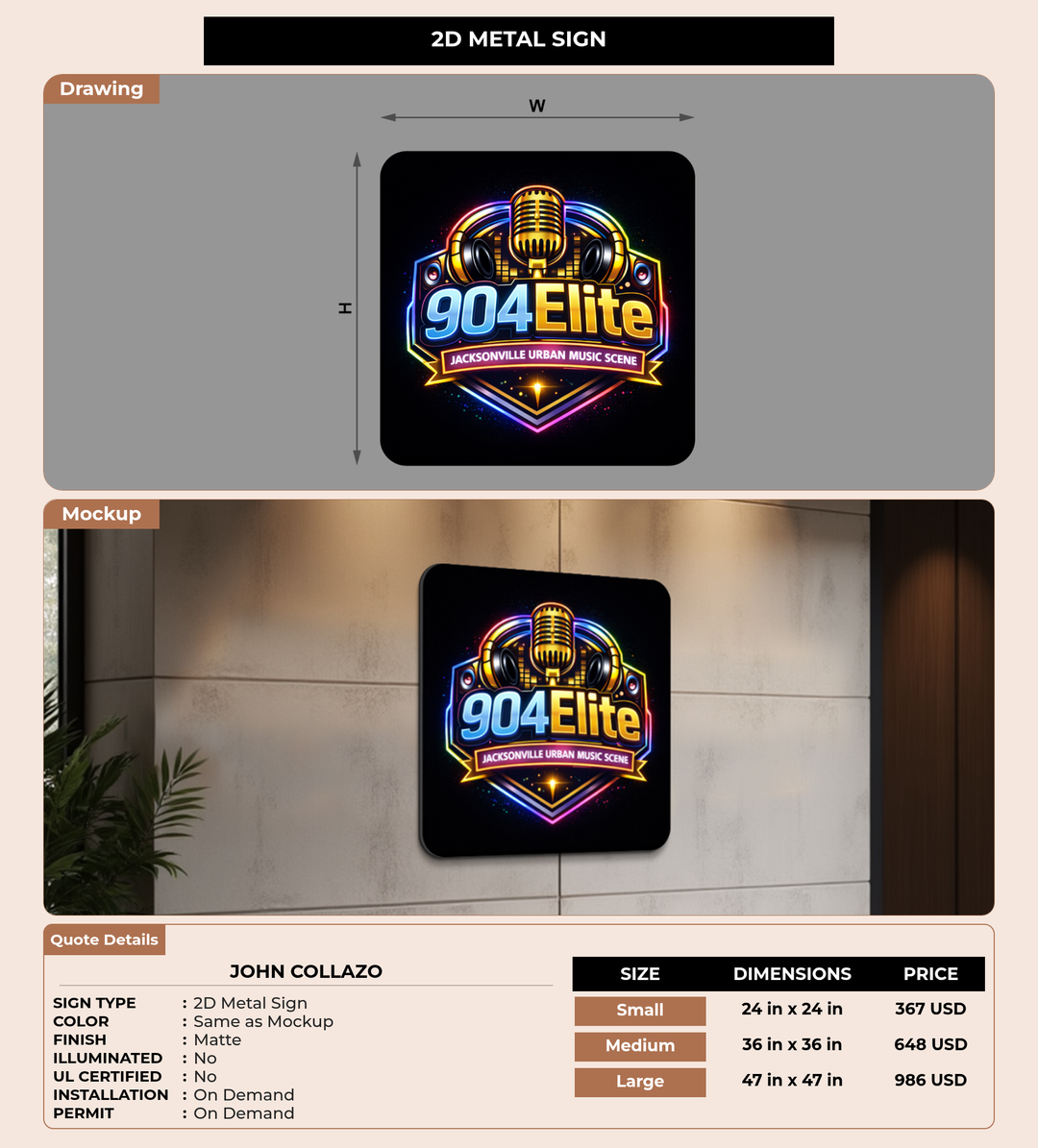 CUSTOM MOCKUP SIGN FOR John Collazo